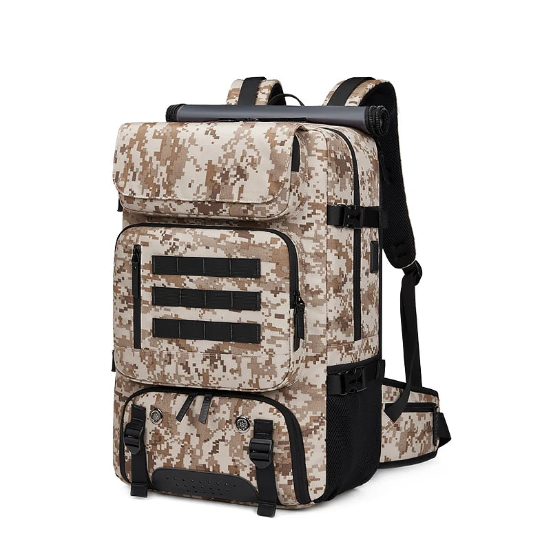 Men's Waterproof 50L Travel Laptop Backpack with Shoe Bag & USB